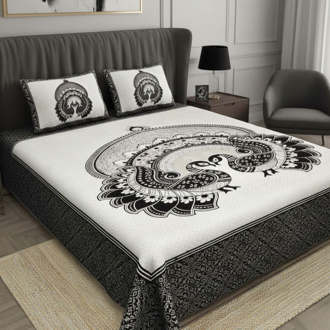 Royal JaipurFabric Dark Grey Pure Cotton Double BedSheet